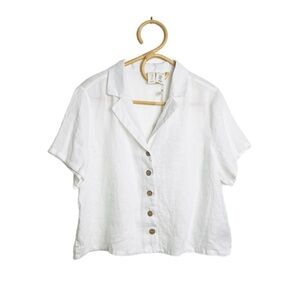 Joie 100% linen off-white button up blouse